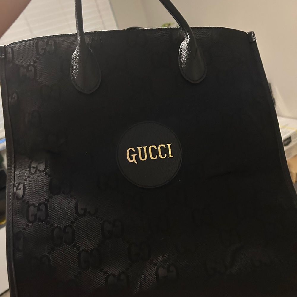 Gucci Black Tote Bag with Gold Logo